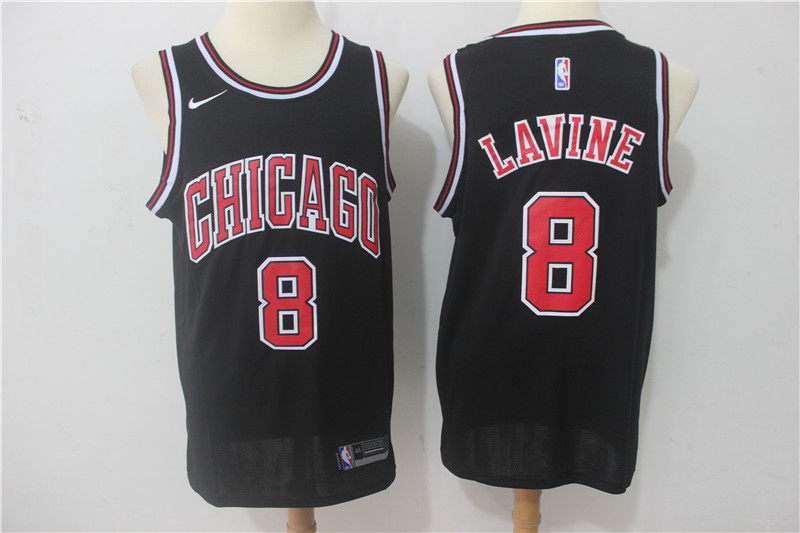Men Chicago Bulls 8 Zach LaVine Black Game Nike NBA Jerseys